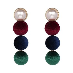 Velvet Balls and Pearl Drop Earrings